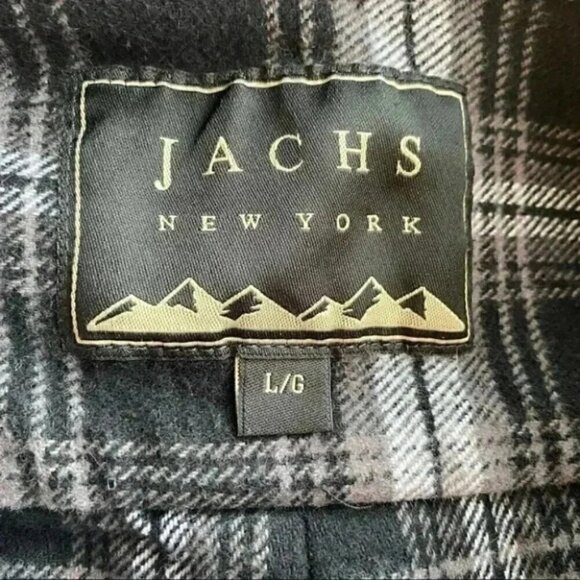 Jachs Mens Flannel Shirt Button Front Long Sleeves Plaid Black White Medium - Picture 14 of 16